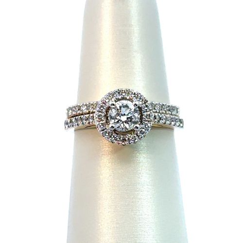 14K Yellow Gold Two Piece Engagement & Wedding Ring Set from Lanka Jewels