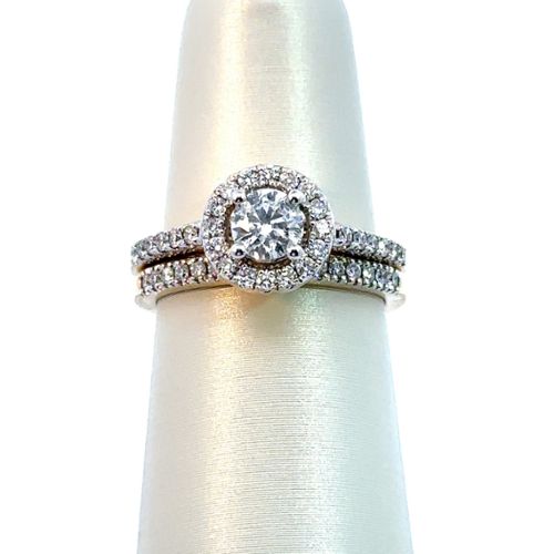 14K Yellow Gold Two Piece Engagement & Wedding Ring Set