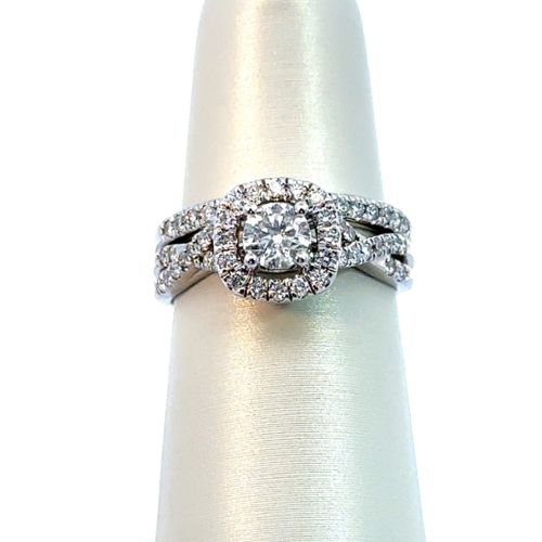 Image for 14K White Gold Two Piece Engagement & Wedding Ring Set from Lanka Jewels