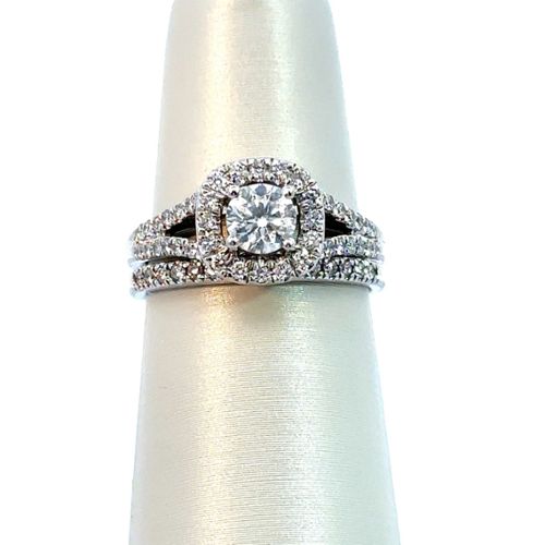 Image for 14K White Gold Two-Piece Engagement & Wedding Ring Set from Lanka Jewels