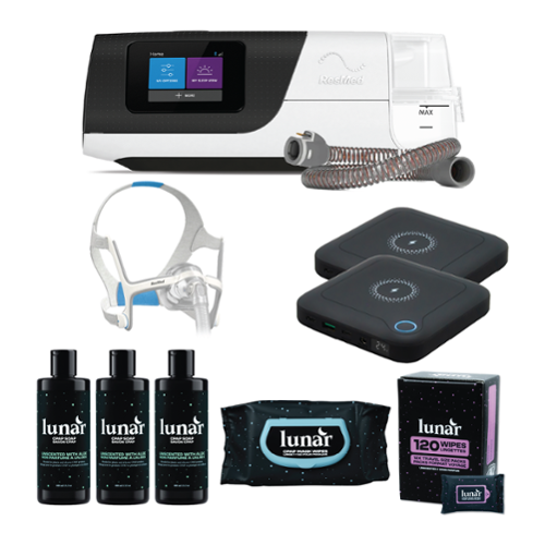 Resmed AirSense 11 with ClimateLine, 2 Go-Batteries, Any Mask, and Lunar Cleaning Kit from The CPAP Store