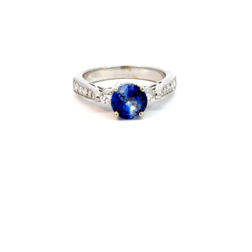 Image for 18K White Gold with 1.70CT Sapphire & 0.40CT Diamond Ring from Lanka Jewels