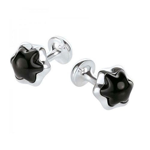 Image for MONTBLANC CABOCHON STEEL ONYX STAR SHAPED MEN'S CUFFLINKS