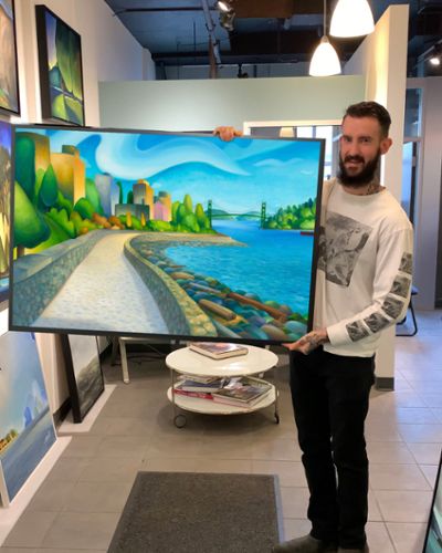 Ambleside Seawall 36 x 24 Framed from Sam's Original Art