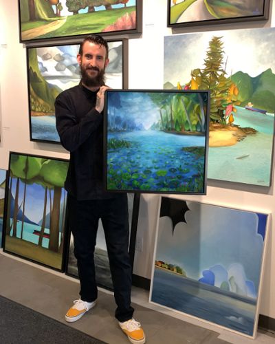 Moonlight Lilies 24 x 24 Framed from Sam's Original Art